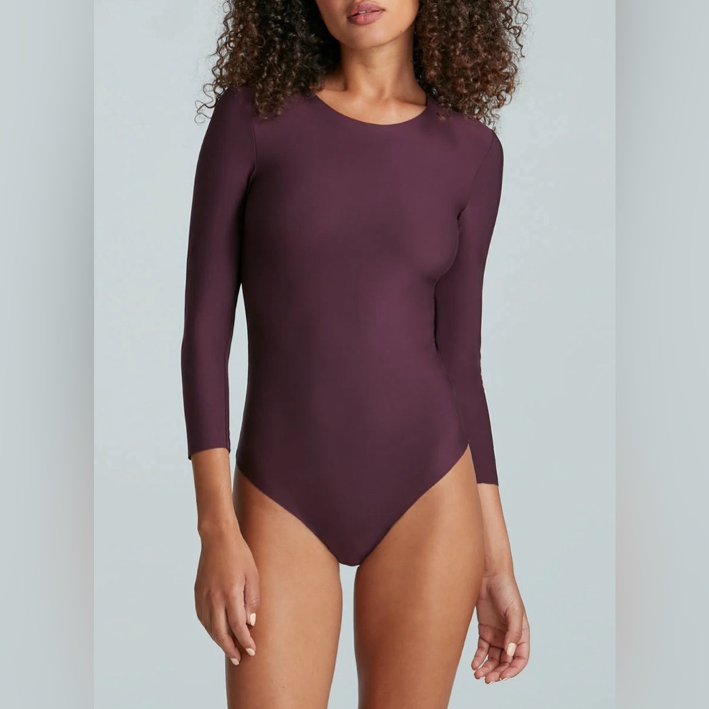 Commando Butter 3/4 Sleeve Bodysuit in Currant